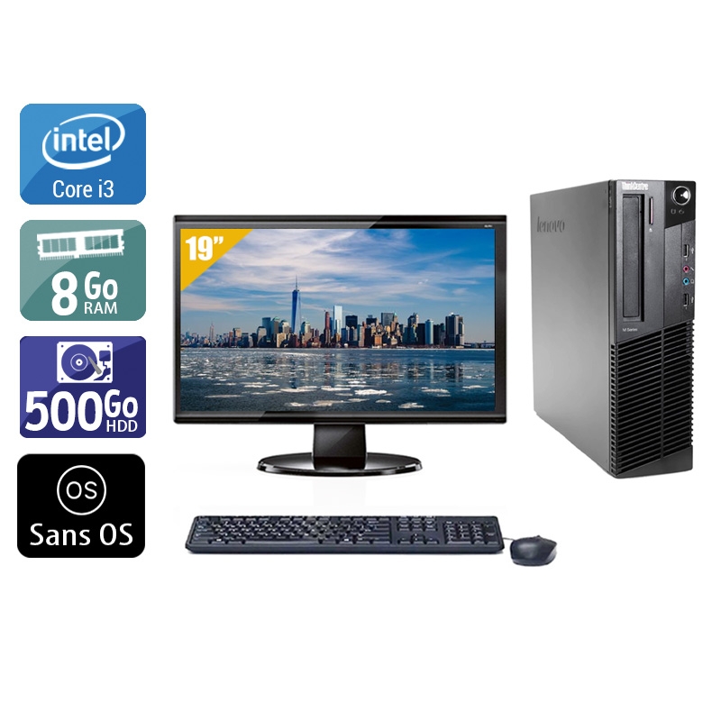 Lenovo ThinkCentre M91 USFF i3 + Écran - 19'' 8Go RAM 500Go HDD Sans OS  Bon étatOccasion certifiée reconditionnée Bon état -  reconditionné disponible sur Kiatoo