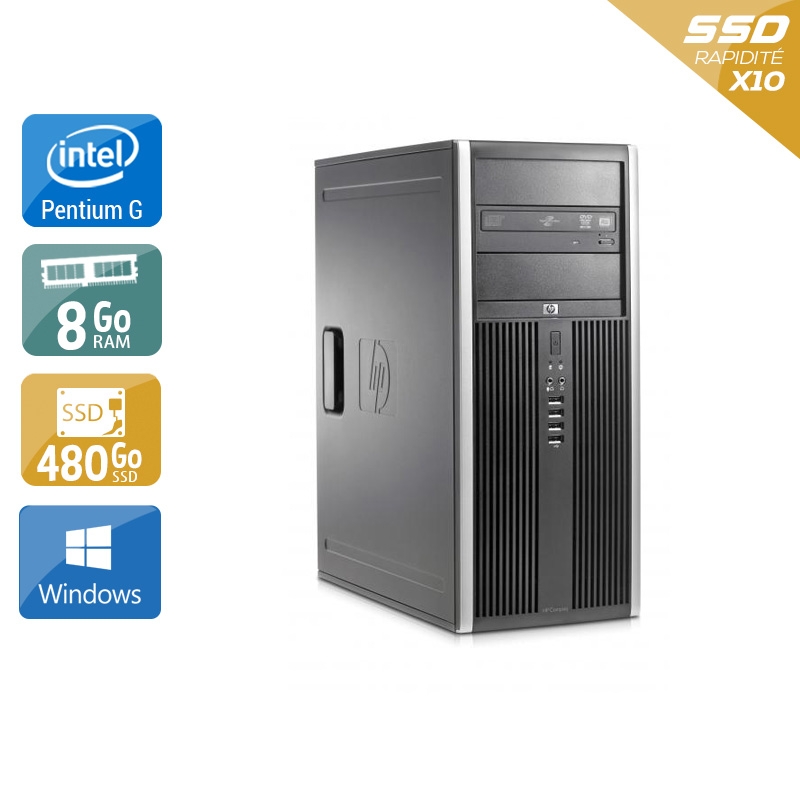 HP Compaq Elite 8100 Tower Pentium G Dual Core 8Go RAM 480Go SSD Windows 10