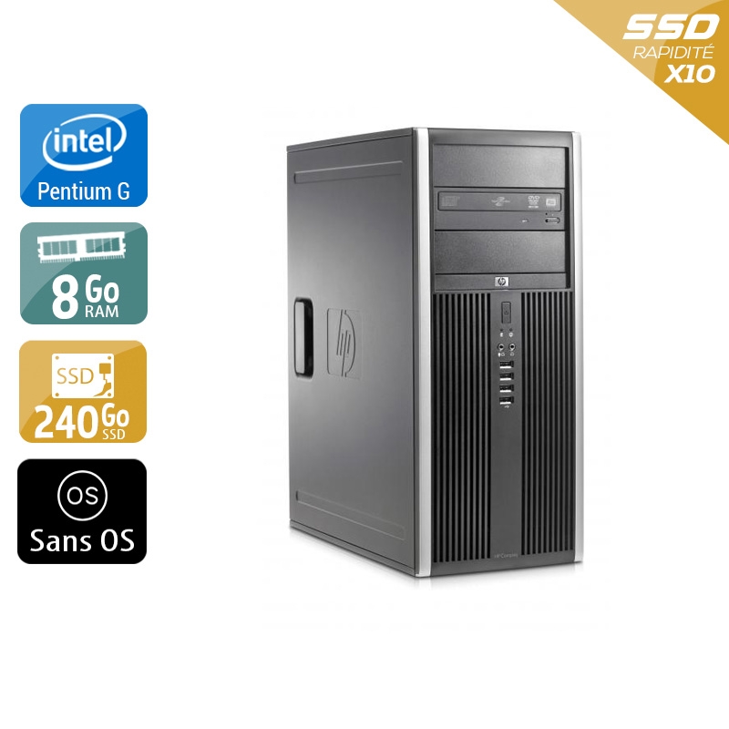 HP Compaq Elite 8100 Tower Pentium G Dual Core 8Go RAM 240Go SSD Sans OS