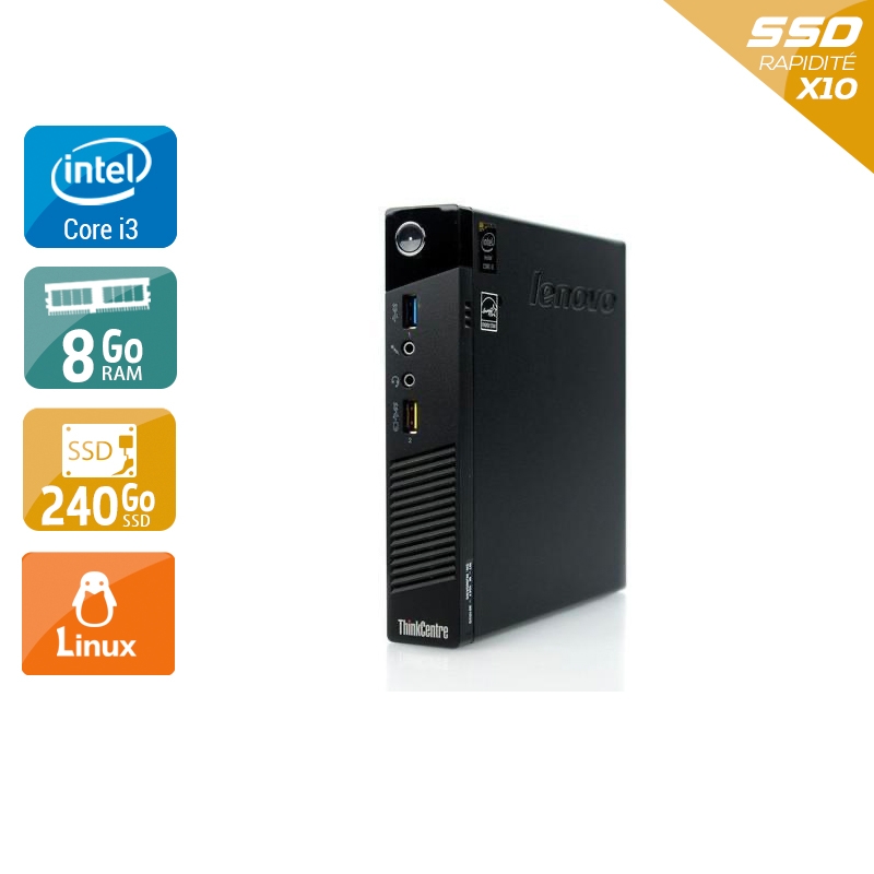 Acheter Lenovo ThinkCentre M73 Tiny i3 - 8Go RAM 240Go SSD Linux Bon étatOccasion certifiée reconditionnée Bon état - 190,83 € Lenovo ThinkCentre M73 Tiny i3 - 8Go RAM 240Go SSD Linux Bon étatOccasion certifiée reconditionnée Bon état - reconditionné disponible sur Kiatoo