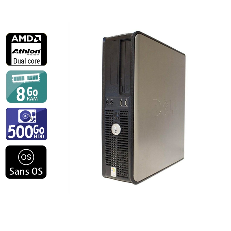 Dell Optiplex 740 Desktop AMD Athlon Dual Core 8Go RAM 500Go HDD Sans OS