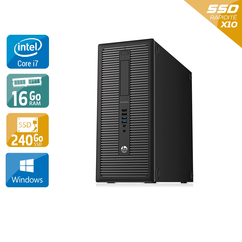 HP EliteDesk 800 G1 Tower i7 16Go RAM 240Go SSD Windows 10