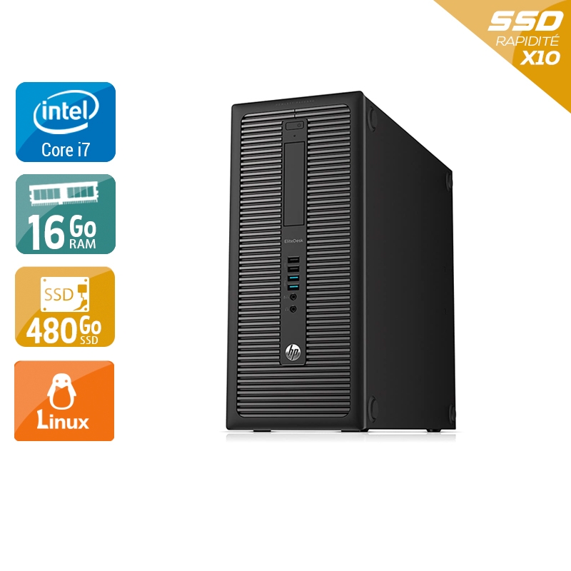 HP EliteDesk 800 G1 Tower i7 16Go RAM 480Go SSD Linux