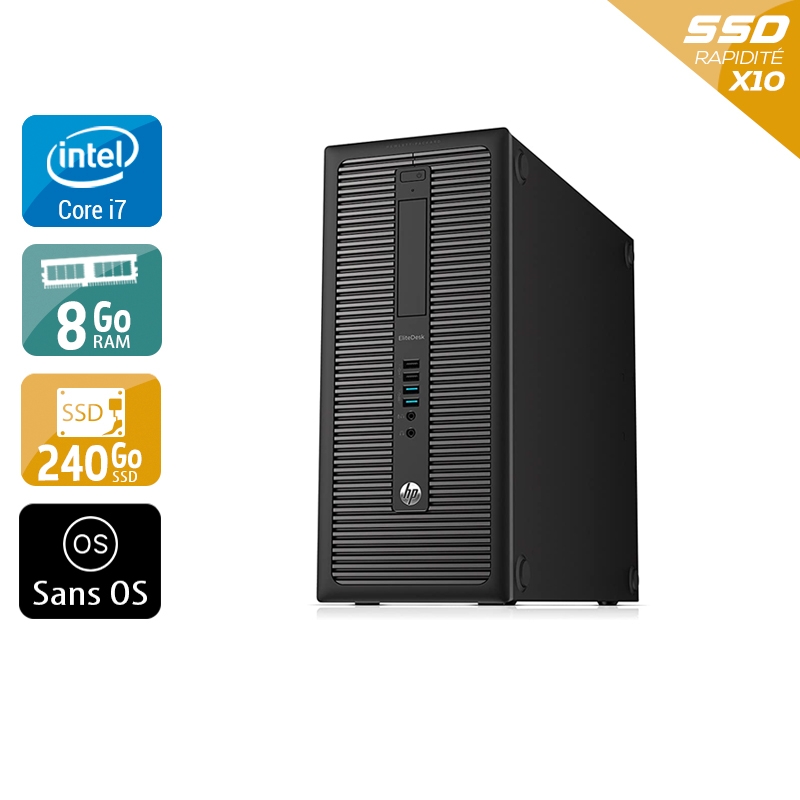 HP EliteDesk 800 G1 Tower i7 8Go RAM 240Go SSD Sans OS