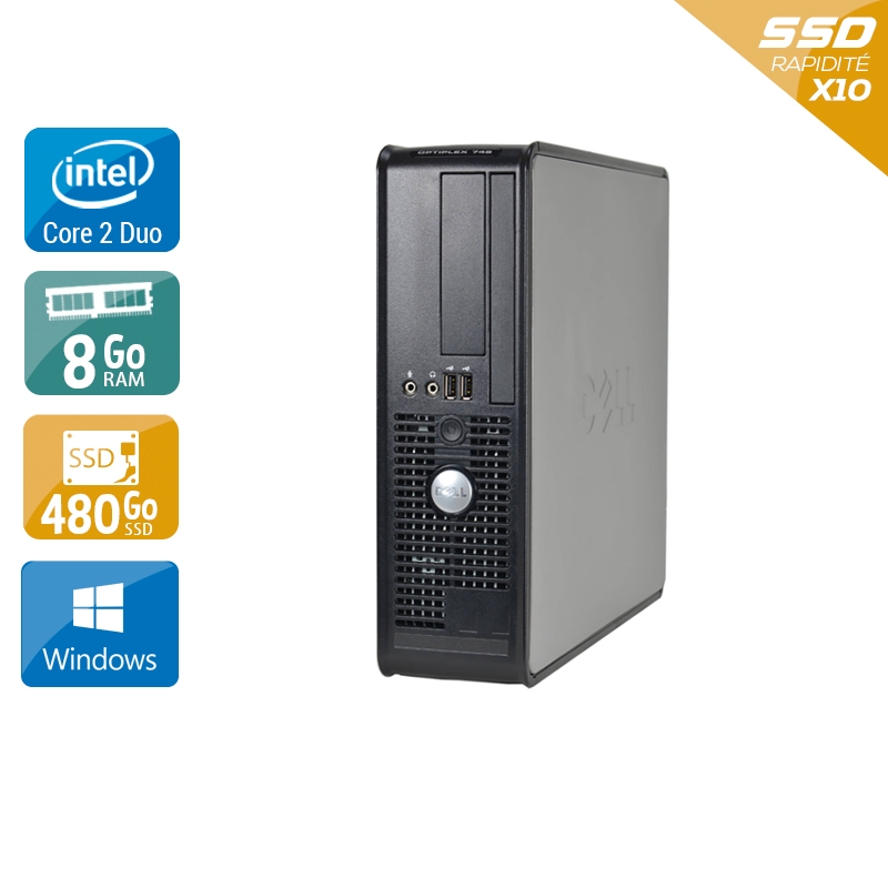 Dell Optiplex 745 SFF Core 2 Duo 8Go RAM 480Go SSD Windows 10