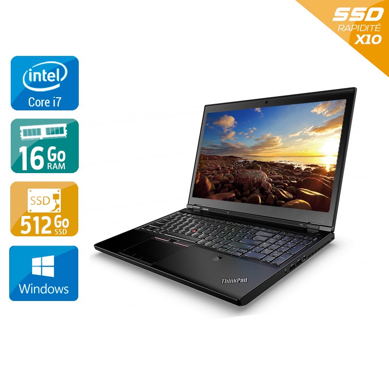 Lenovo Thinkpad P50 15,6'' i7 Gen 6 16Go RAM 512Go SSD M.2 Windows 10  État correctOccasion certifiée reconditionnée