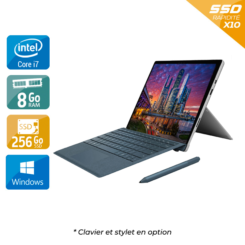 Microsoft Surface Pro 5 12,3'' (modèle 1796 _ 2017) i7 Gen 7 8Go RAM 256Go SSD Windows 10  État correctOccasion certifiée reconditionnée