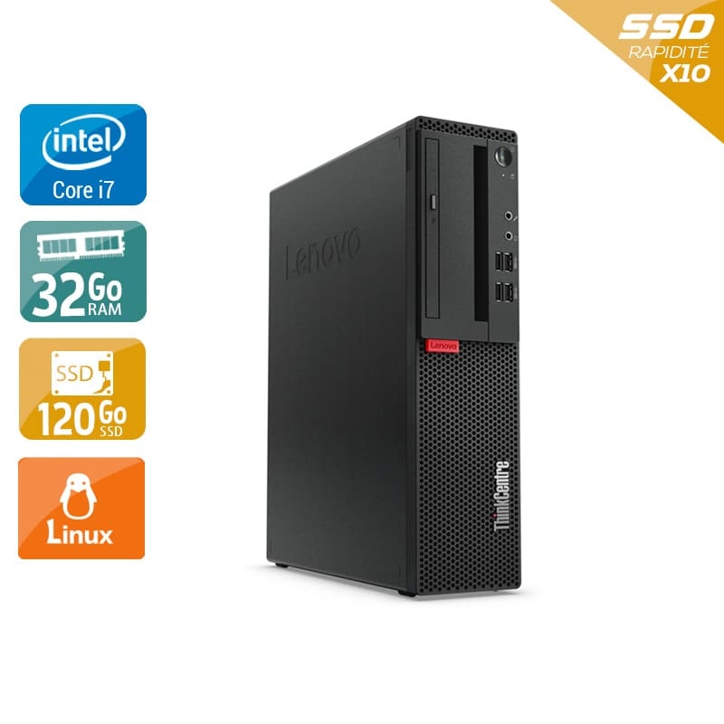 Lenovo ThinkCentre M910 SFF i7 Gen 6 32Go RAM 120Go SSD Linux