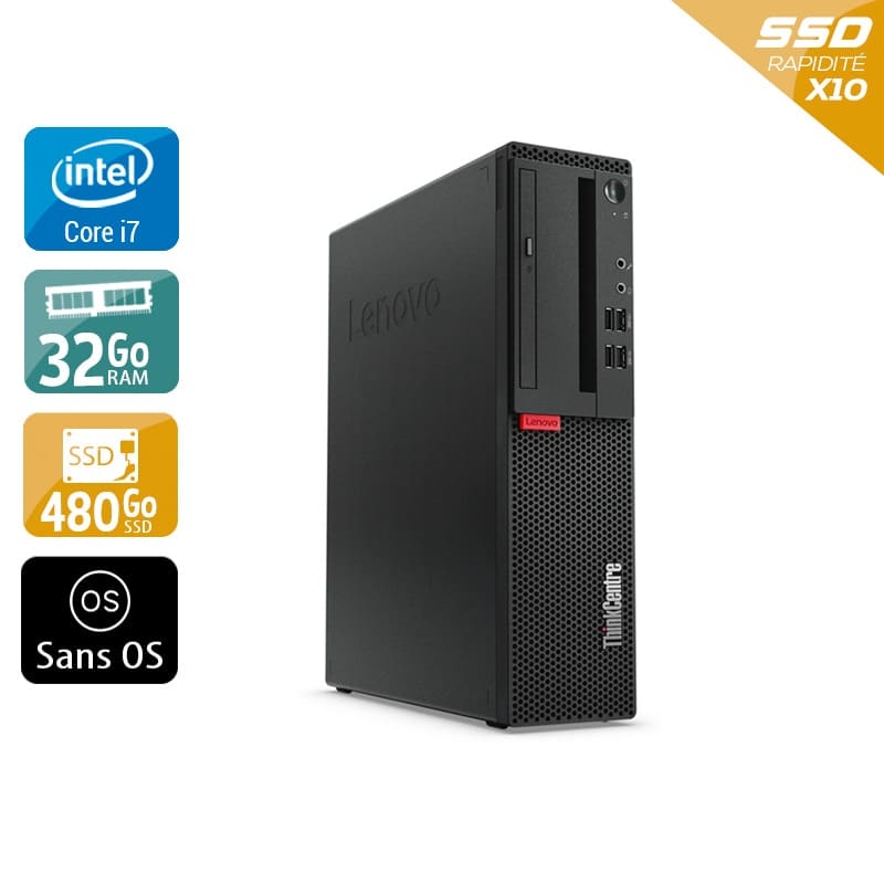 Lenovo ThinkCentre M910 SFF i7 Gen 6 32Go RAM 480Go SSD Sans OS