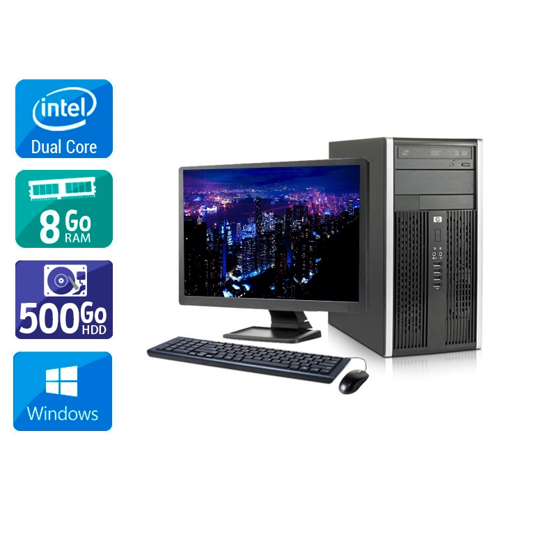 HP Compaq Pro 6000 Tower Dual Core + Écran - 19" 8Go RAM 500Go HDD Windows 10