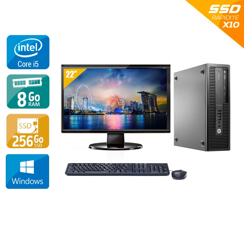 HP EliteDesk 800 G2 SFF i5 Gen 6 avec Écran 22 pouces  8Go RAM 256Go SSD Windows 10 [Reconditionné : 299€ !] - Kiatoo.com