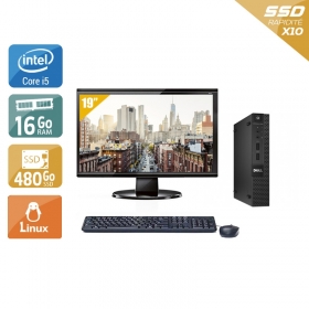 Dell Optiplex 3020M Micro i5 + Écran - 19" 16Go RAM 480Go SSD Linux