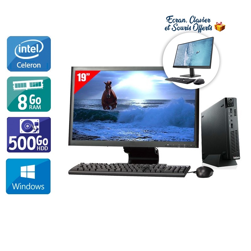 Lenovo ThinkCentre M73 Tiny Celeron Dual Core + Écran - 19'' 8Go RAM 500Go HDD Windows 10  Très bon étatOccasion certifiée reconditionnée Bon état -  reconditionné disponible sur Kiatoo