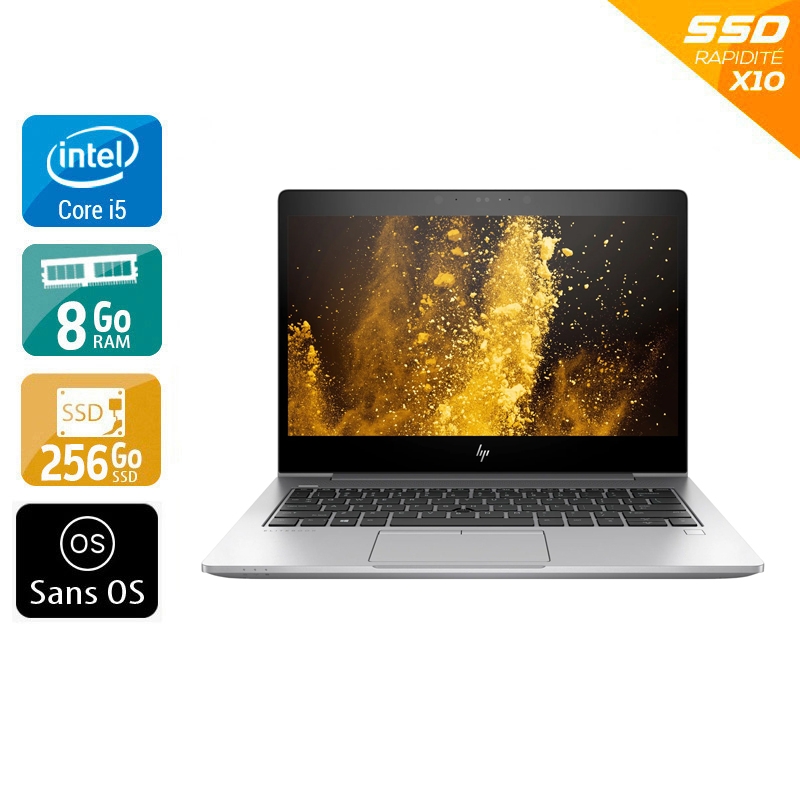 HP EliteBook 830 G6 13,3" i5 Gen 8 - 8Go RAM 256Go SSD Sans OS