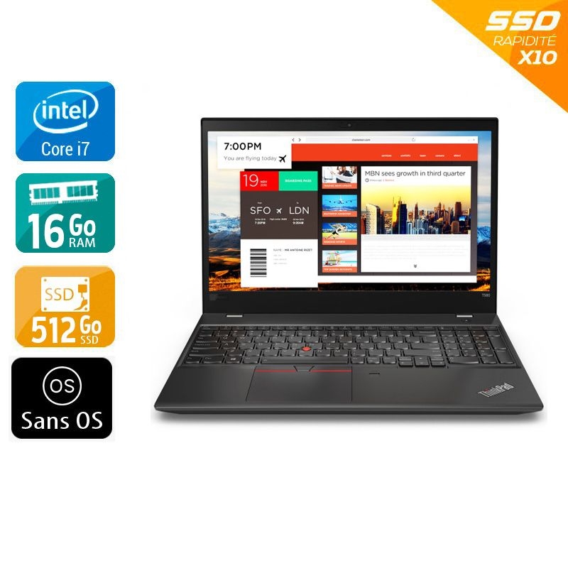 Lenovo ThinkPad T580 15,6" i7 Gen 8 - 16Go RAM 512Go SSD Sans OS