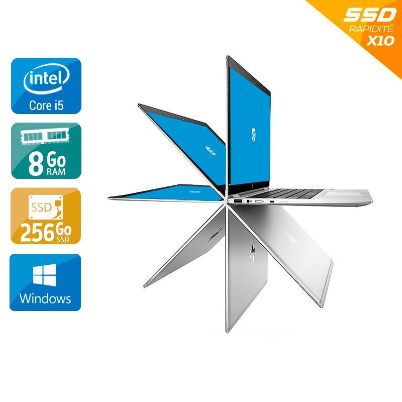 HP EliteBook X360 1030 G2 13,3'' i5 Gen 7 8Go RAM 256Go SSD Windows 10 - Etat du Produit : État correct  État correctOccasion certifiée reconditionnée