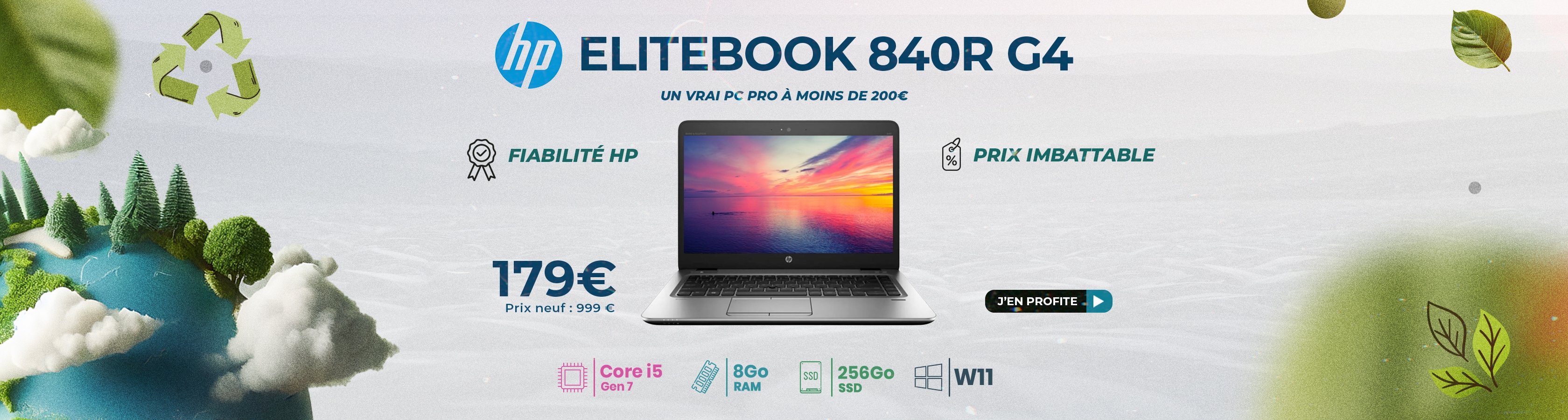 HP EliteBook 840r G4 14" i5 Gen 7 8Go RAM 256Go SSD Windows